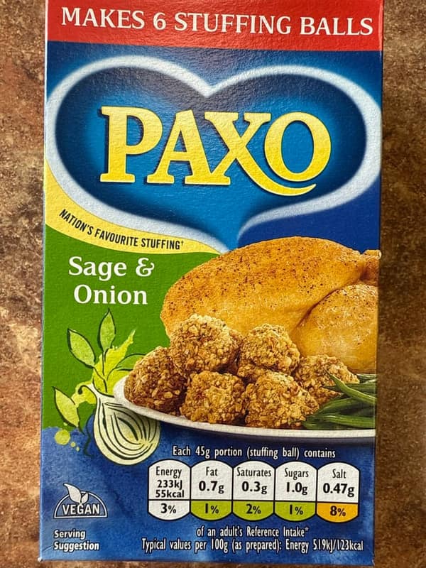 Paxo 85g sage and onion
