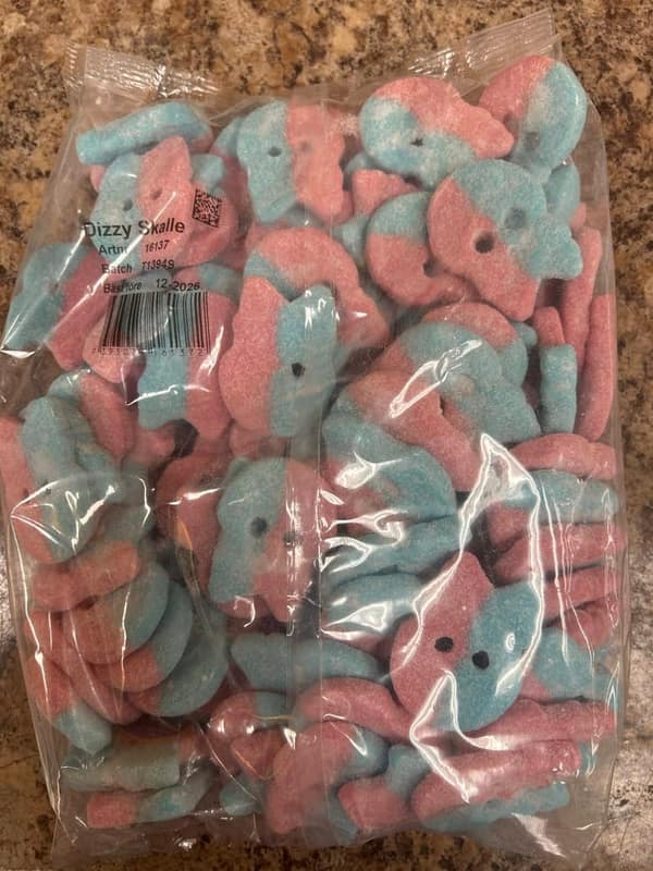 Bubs Godis Foam Bubble Gum Dizzy Skulls 1300g Bag