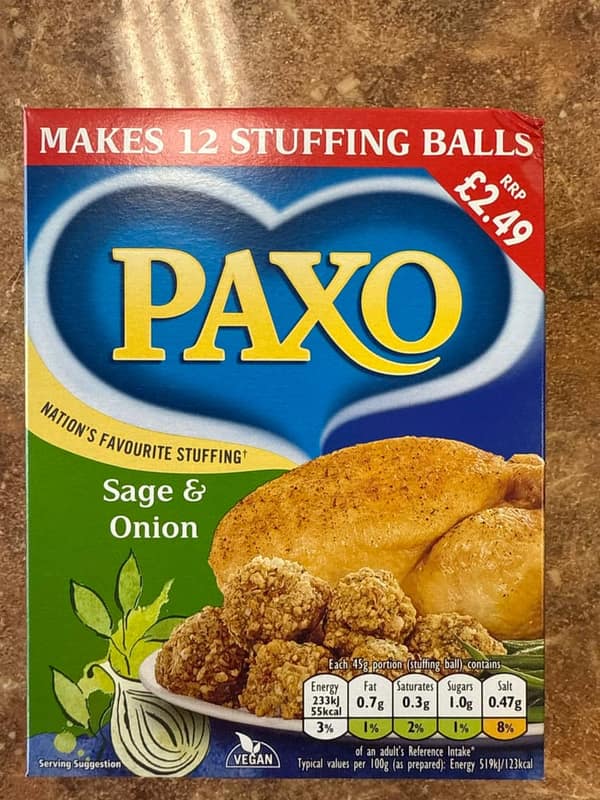Paxo 170g sage and onion