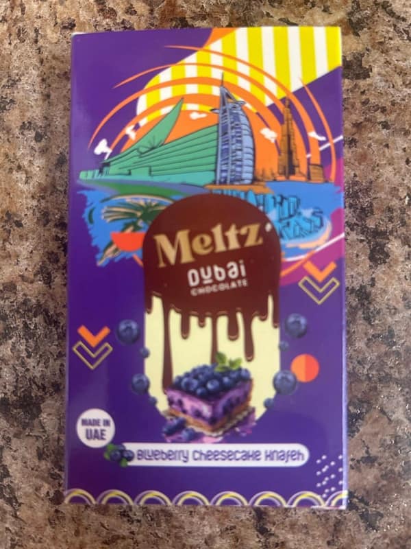 Dubai Chocolate Blueberry Cheesecake Bar