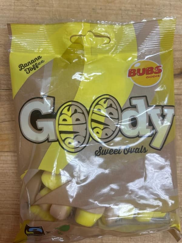 Bubs Godis Mini Banana Toffee Sweet Ovals