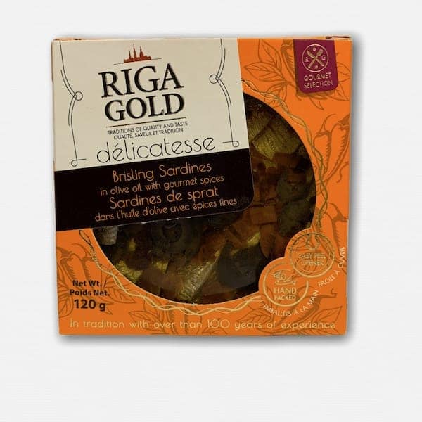 Riga Gold Brisling Sardines In Olive Oil With Gourmet Spices